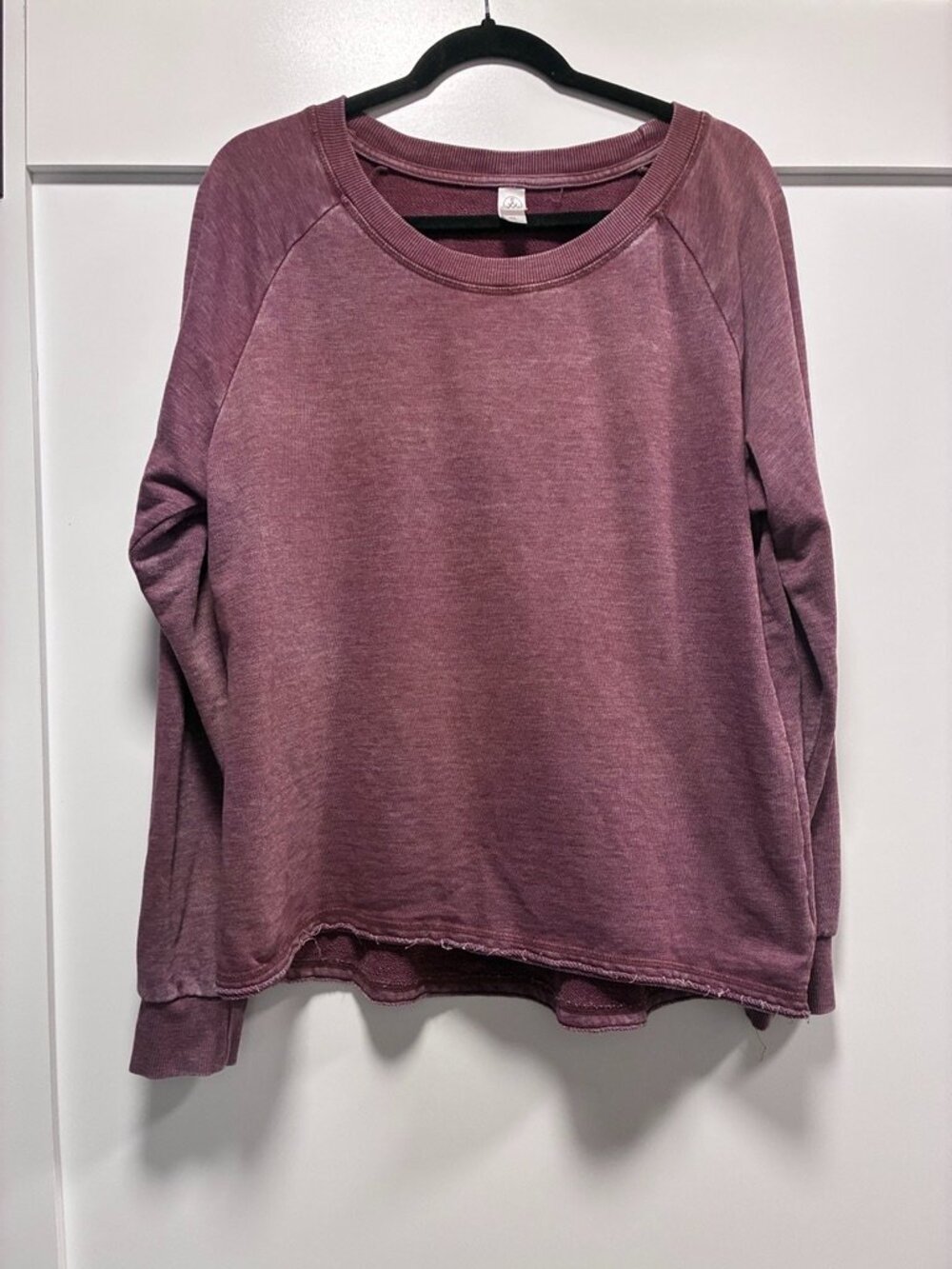 Alternative Apparel Plum Burnout French Terry Raglan Pullover Sweatshirt XL